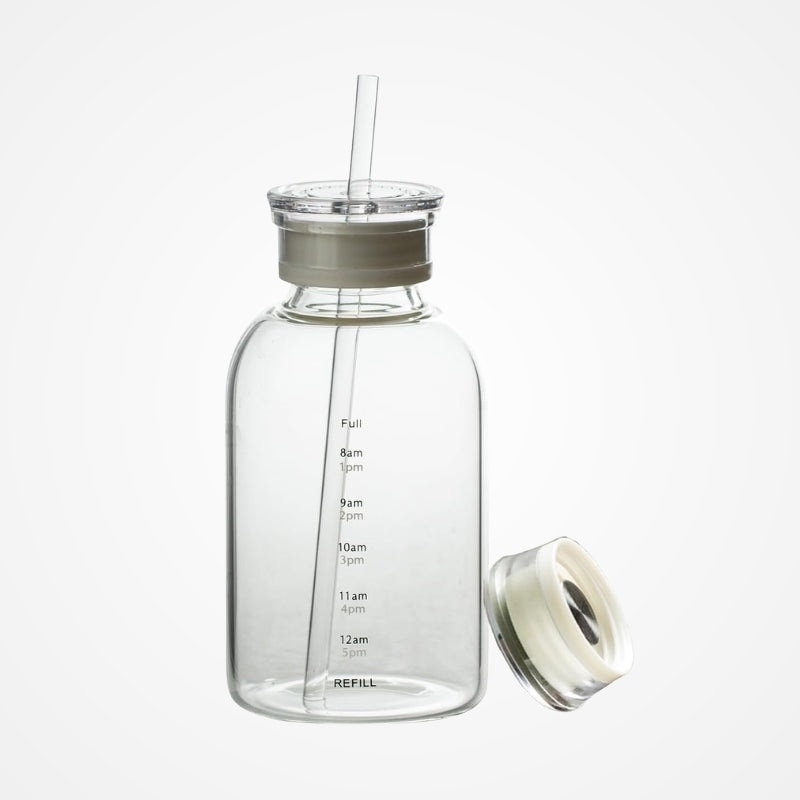 Bouteille D'eau en Verre avec Paille