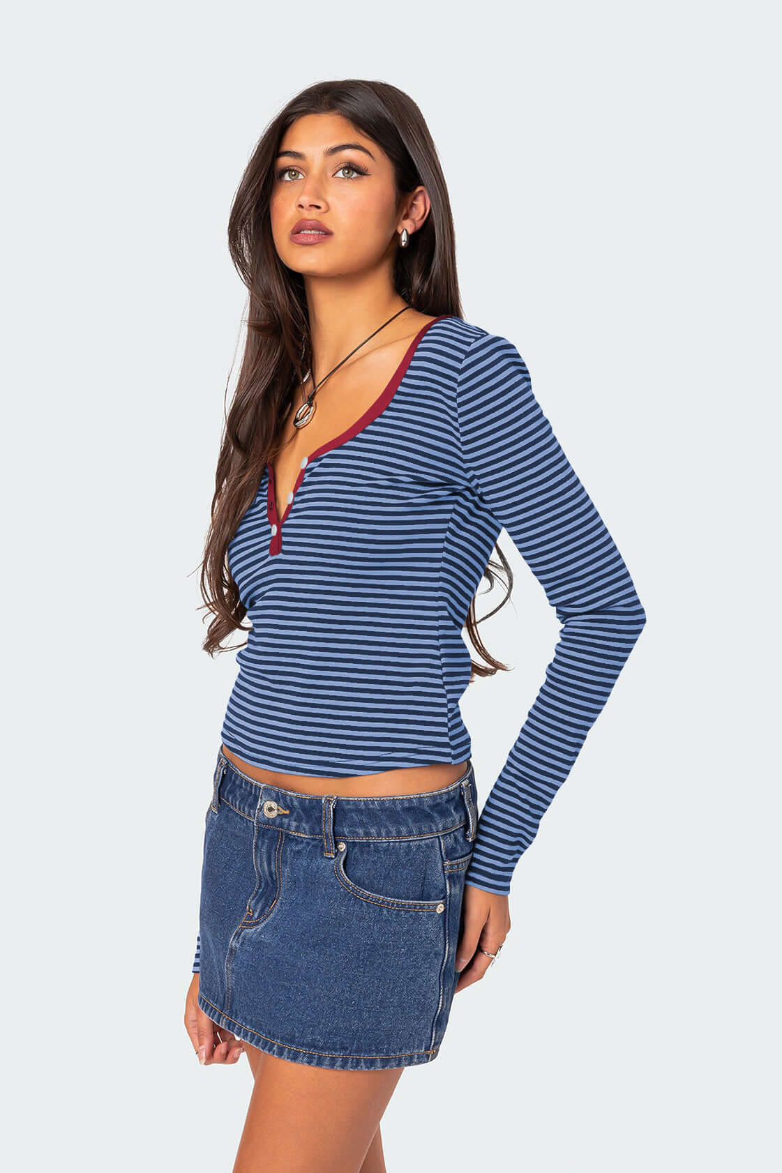 Haut Rayé Femme, col V