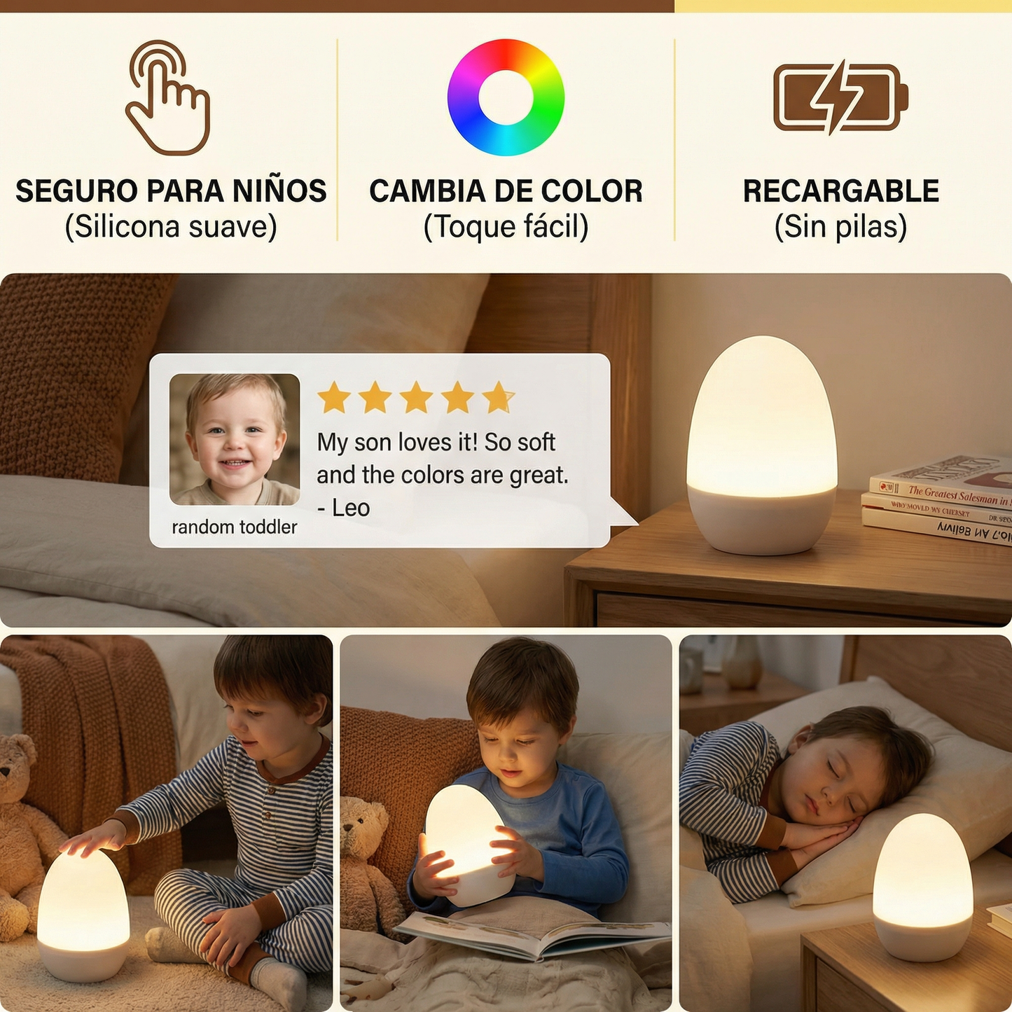 LumiNest - Veilleuse LED Silicone pour Sommeil Paisible