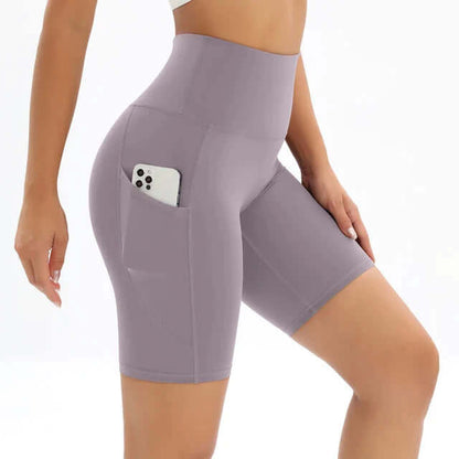 Short Femme, taille haute, avec poche