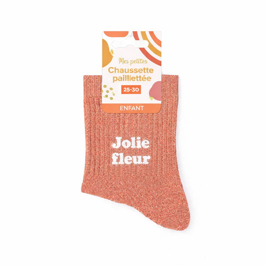 Chaussettes Paillettes Enfant Jolie Fleur