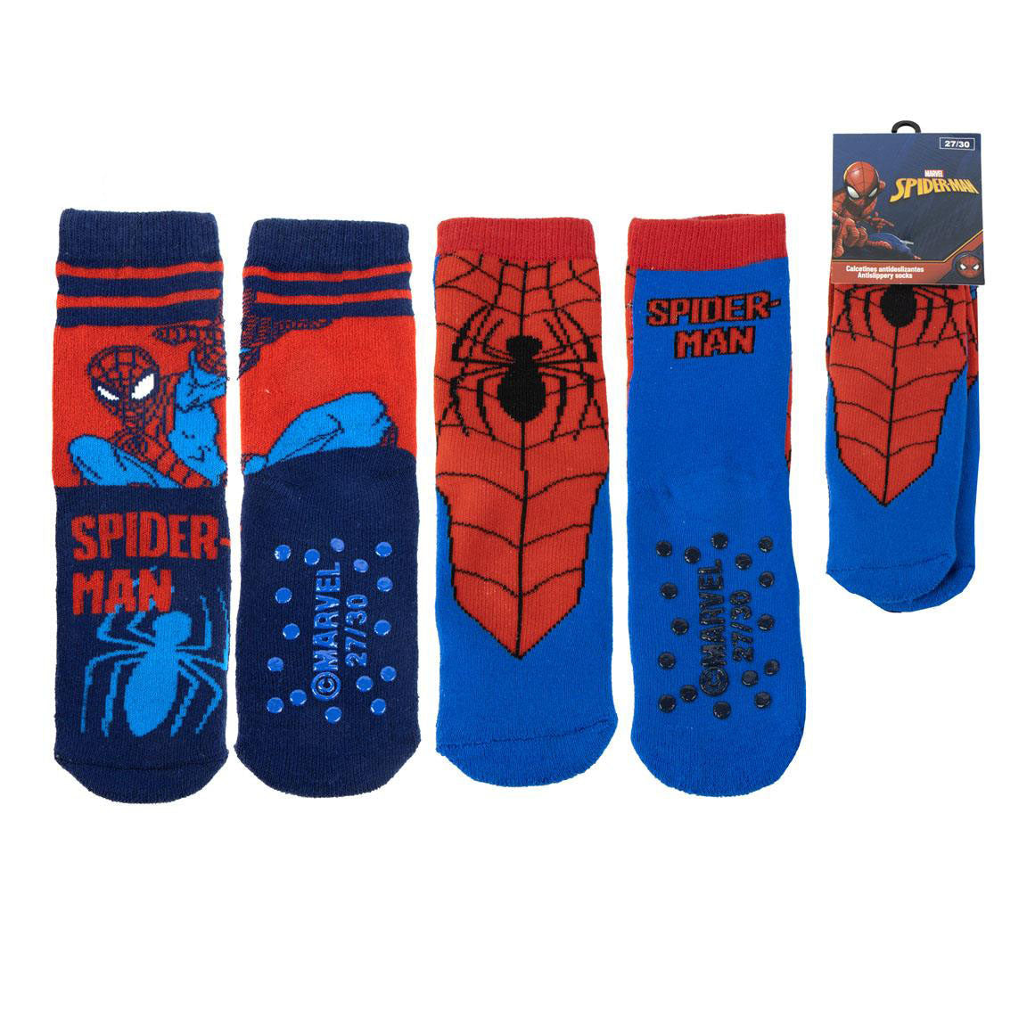 Chaussettes antidérapantes Spiderman enfant – pack de 2 paires