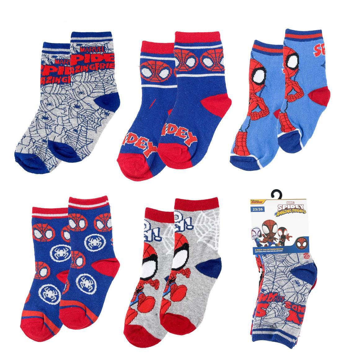 Pack - Lot de 5 paires de chaussettes enfant - Spidey