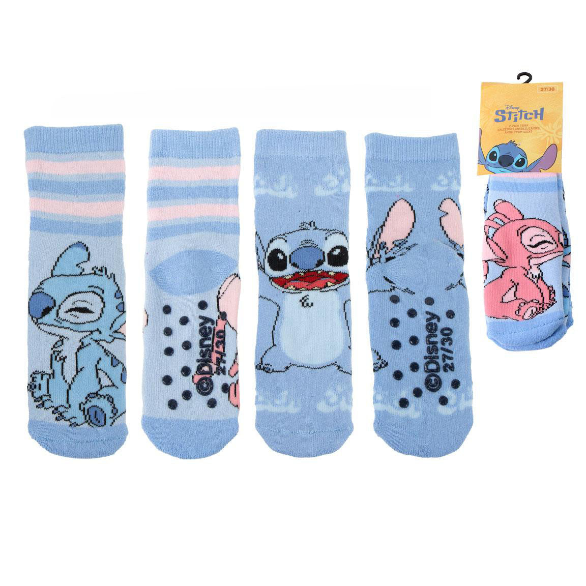 Pack 2 paires chaussettes antidérapantes Stitch