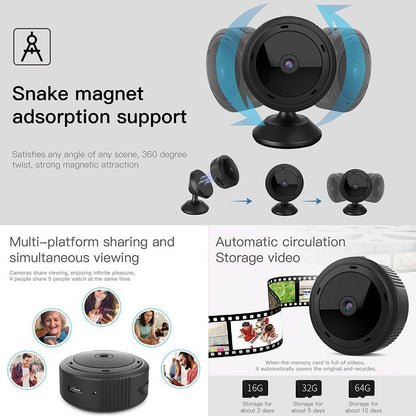 Caméra WiFi Compacte 1080P, vision nocturne