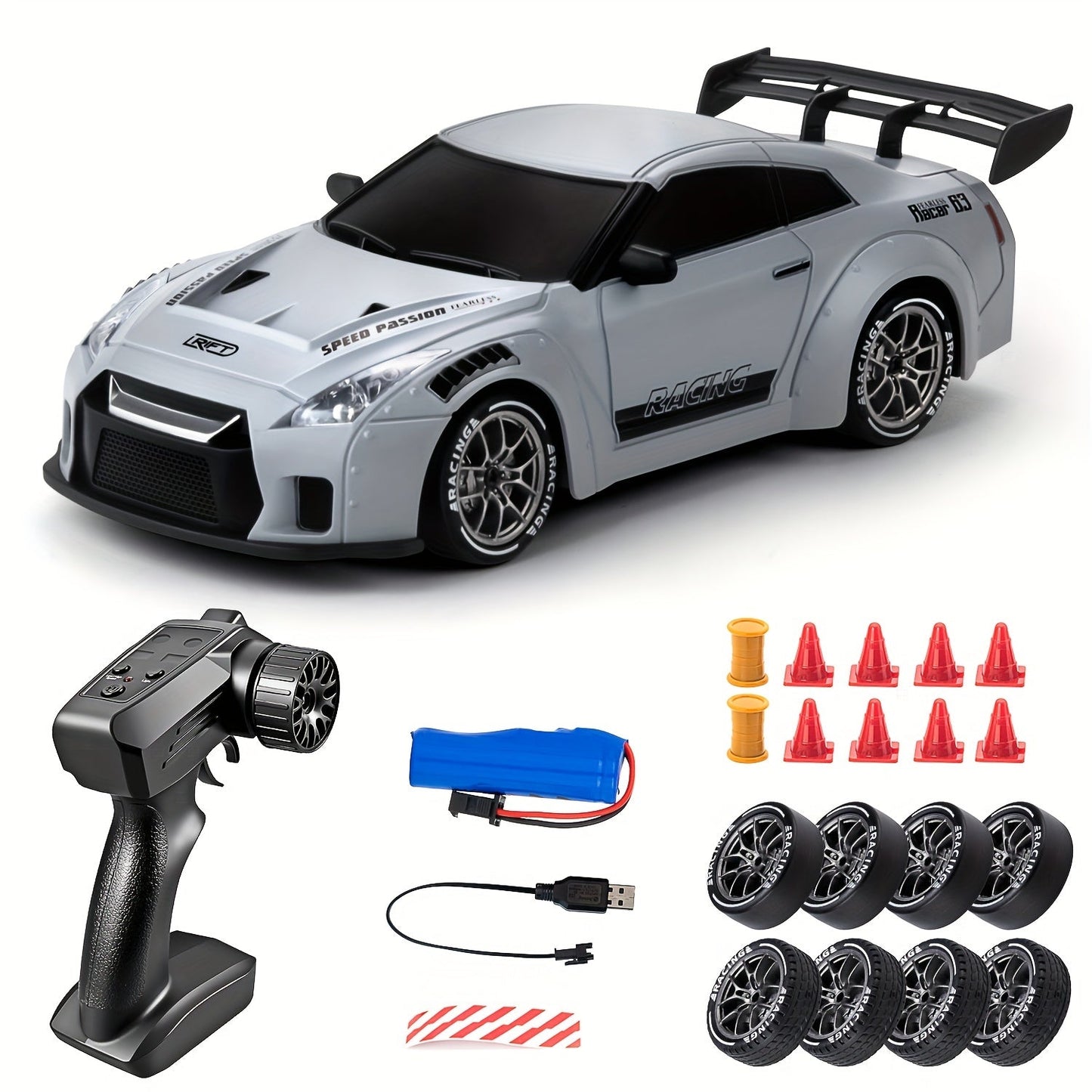 Voiture Télécommandée 4 Roues Motrices avec Éclairage LED | Jouet de Course Haut de Gamme pour Enfants