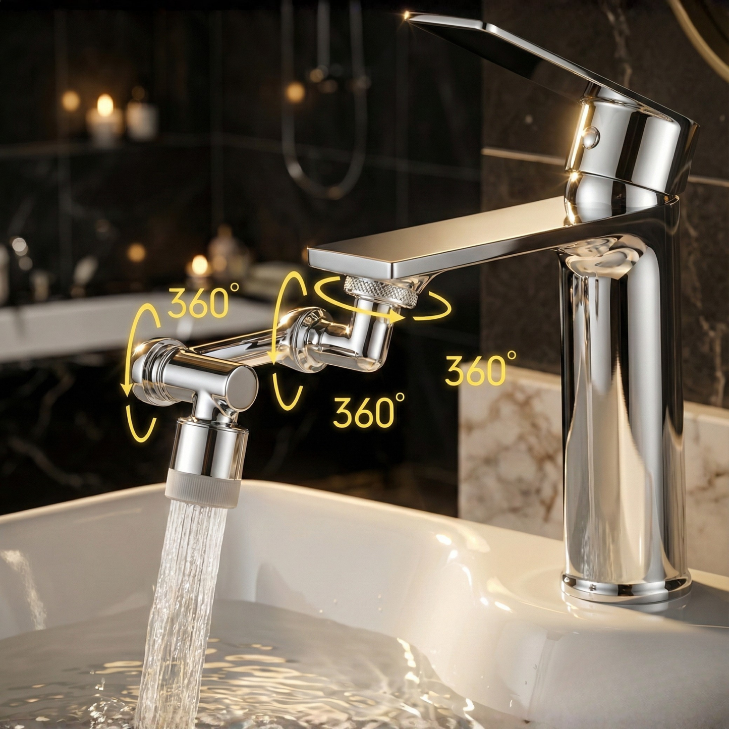 FlowMaster - Gérez l'eau de votre évier avec une rotation splash-free à 1080°