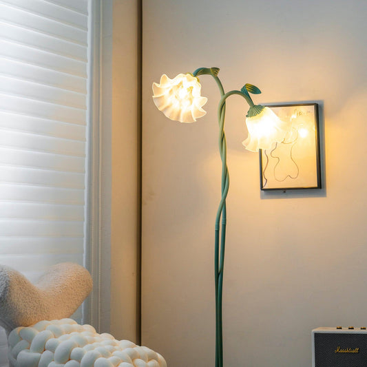 Élégant Green Calla Flowers Floor Lamp with White Accents – coloris Green