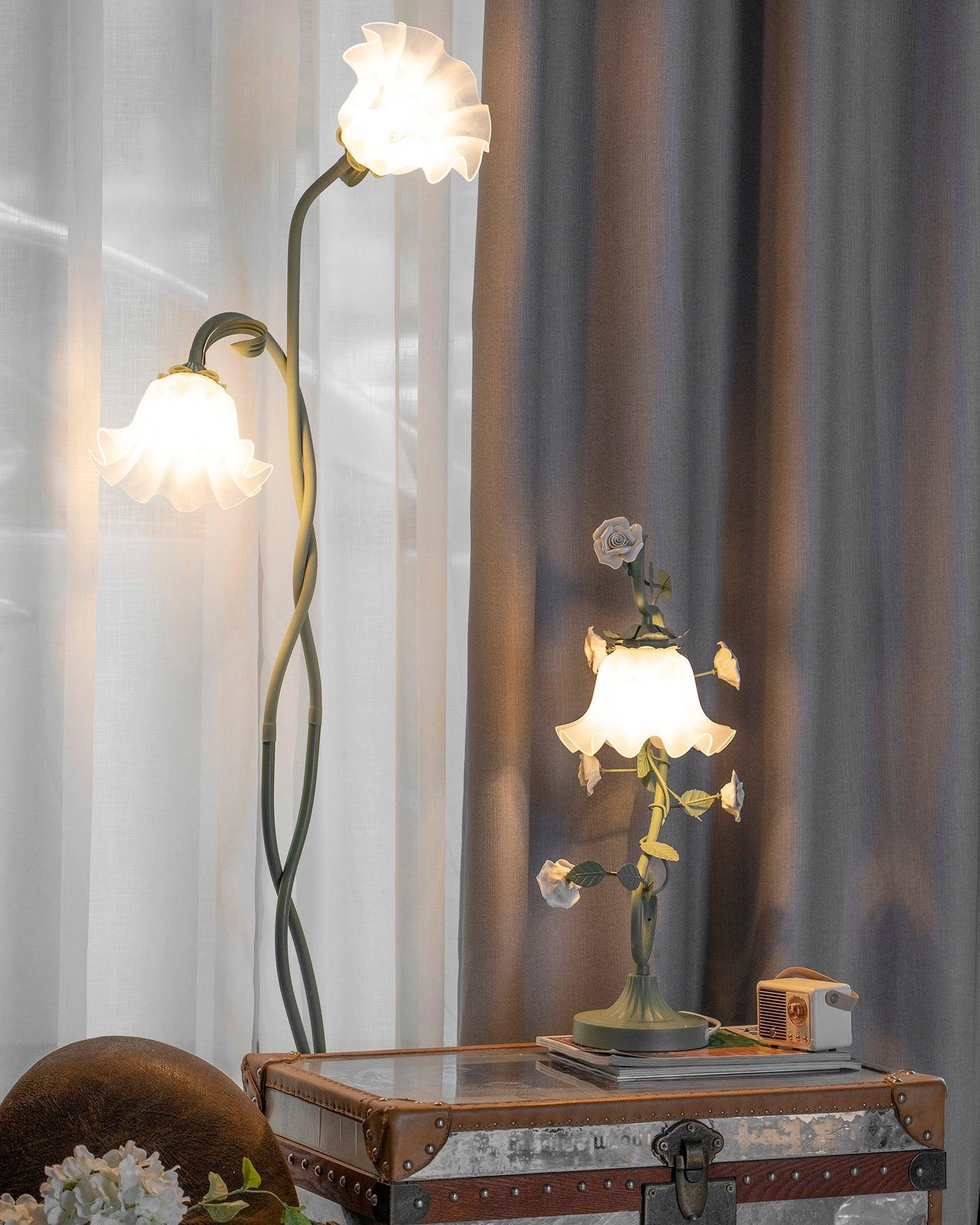 Lampadaire Fleurs de Calla Vertes
