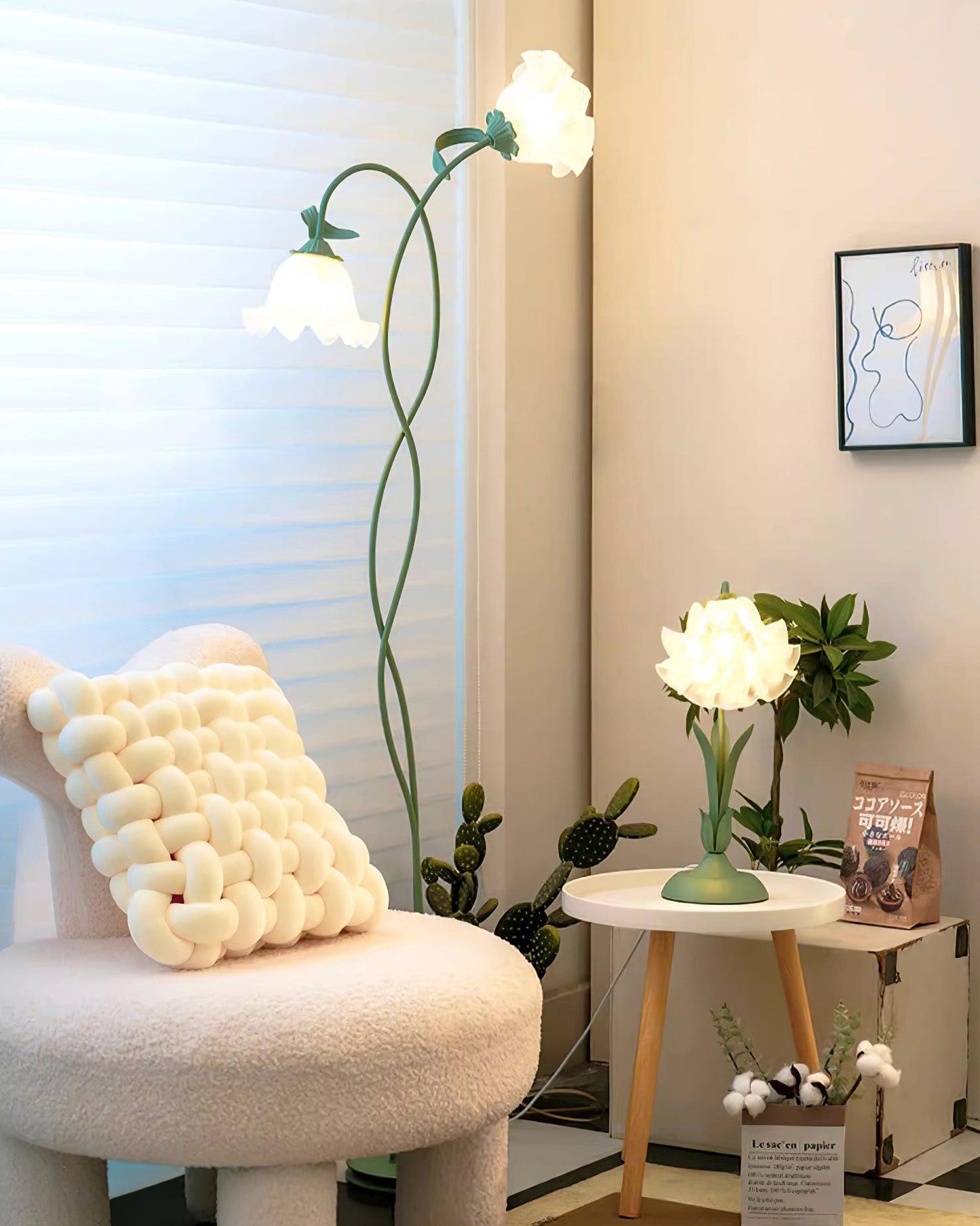 Lampadaire Fleurs de Calla Vertes