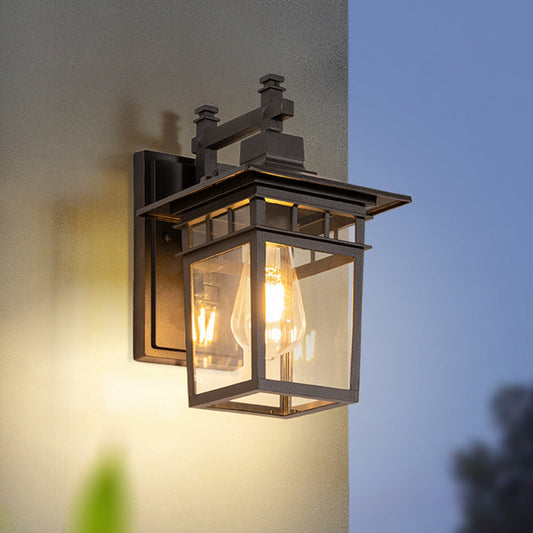 Outdoor Waterproof Lantern Wall Light – coloris Black
