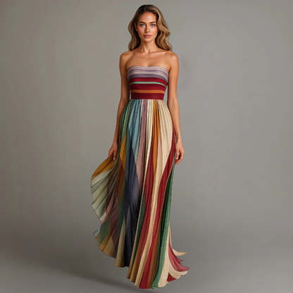 Robe Bustier Plissée Élégante Femme, longue