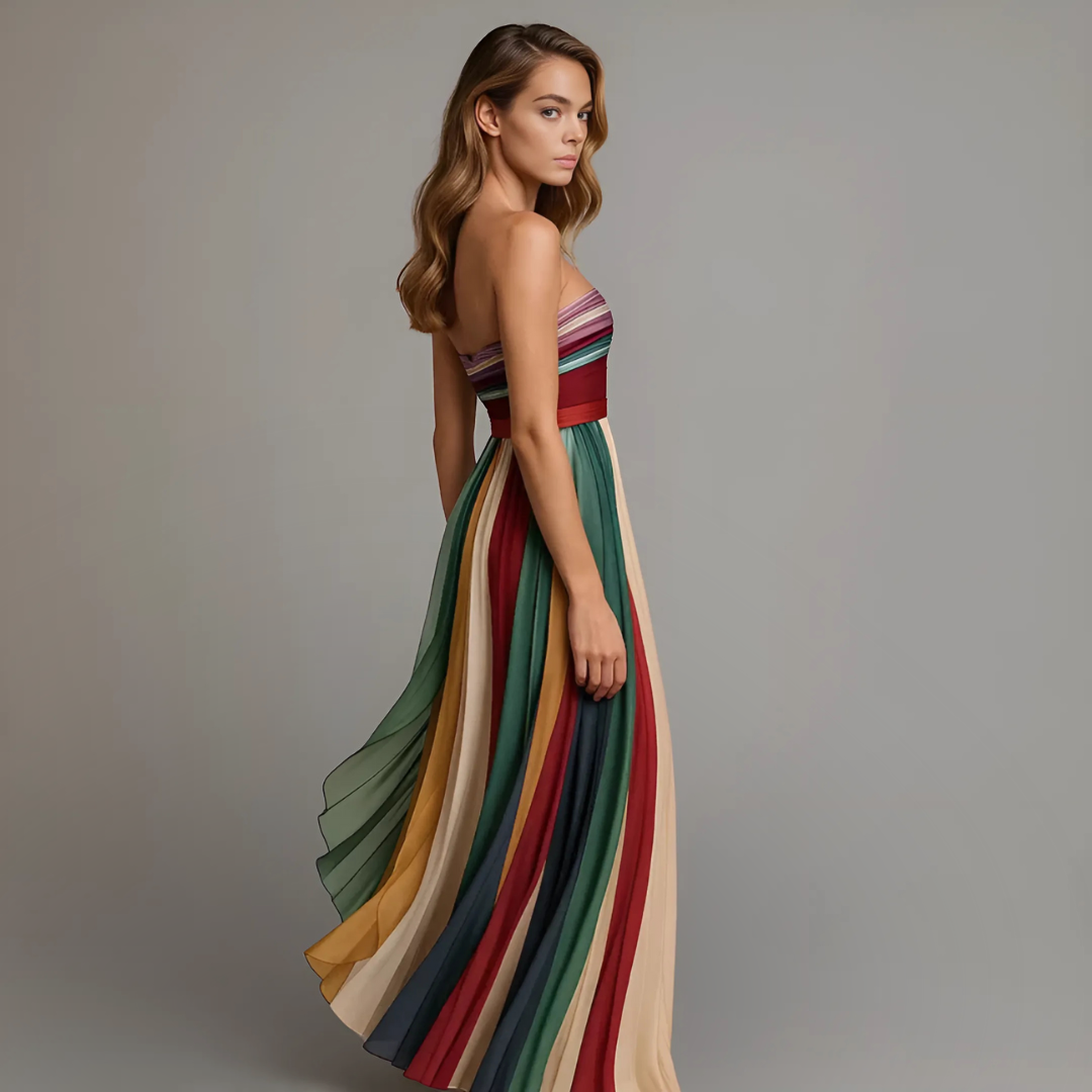 Robe Bustier Plissée Élégante Femme, longue