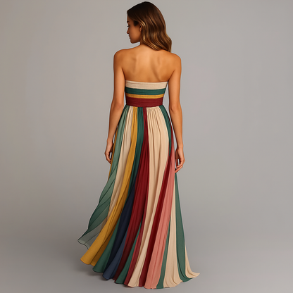 Robe Bustier Plissée Élégante Femme, longue