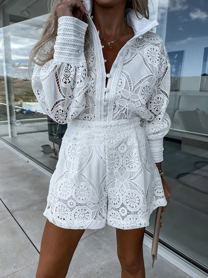 Ensemble Élégant Dentelle Femme, taille haute