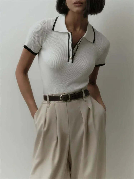 Chemise tricoté polo – coloris Blanc