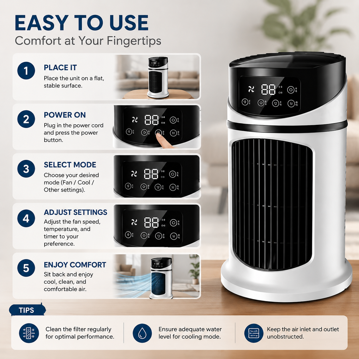 Rafraîchisseur d'Air Portable Performant Compact