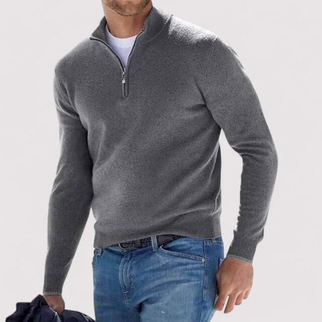 Pull Homme, demi-zip – Beige
