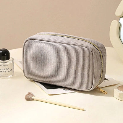 Trousse Maquillage Velours Côtelé – coloris Gris