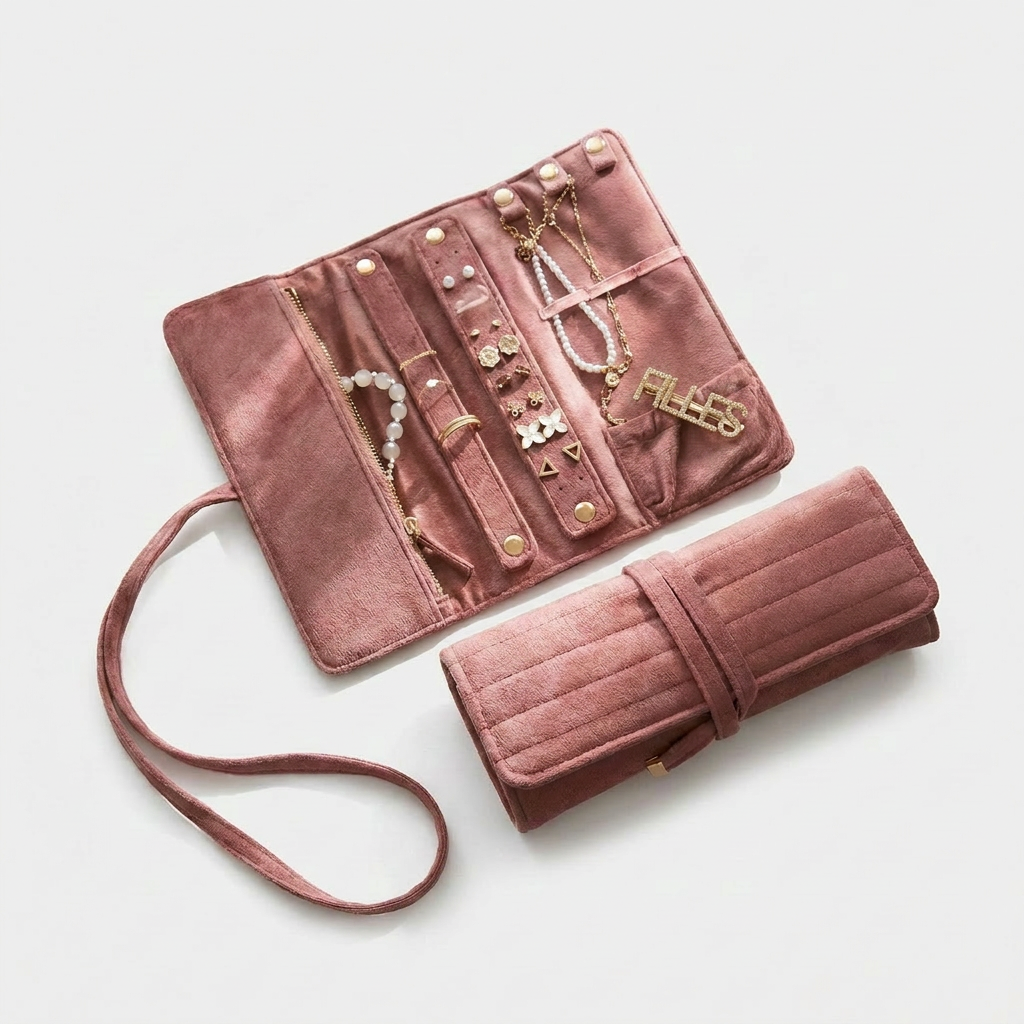 Alizé - Pochette à Bijoux de Voyage Pliable en Velours
