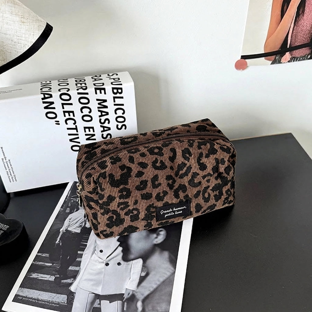 AMPHION - Trousse de Maquillage Léopard Grande Capacité