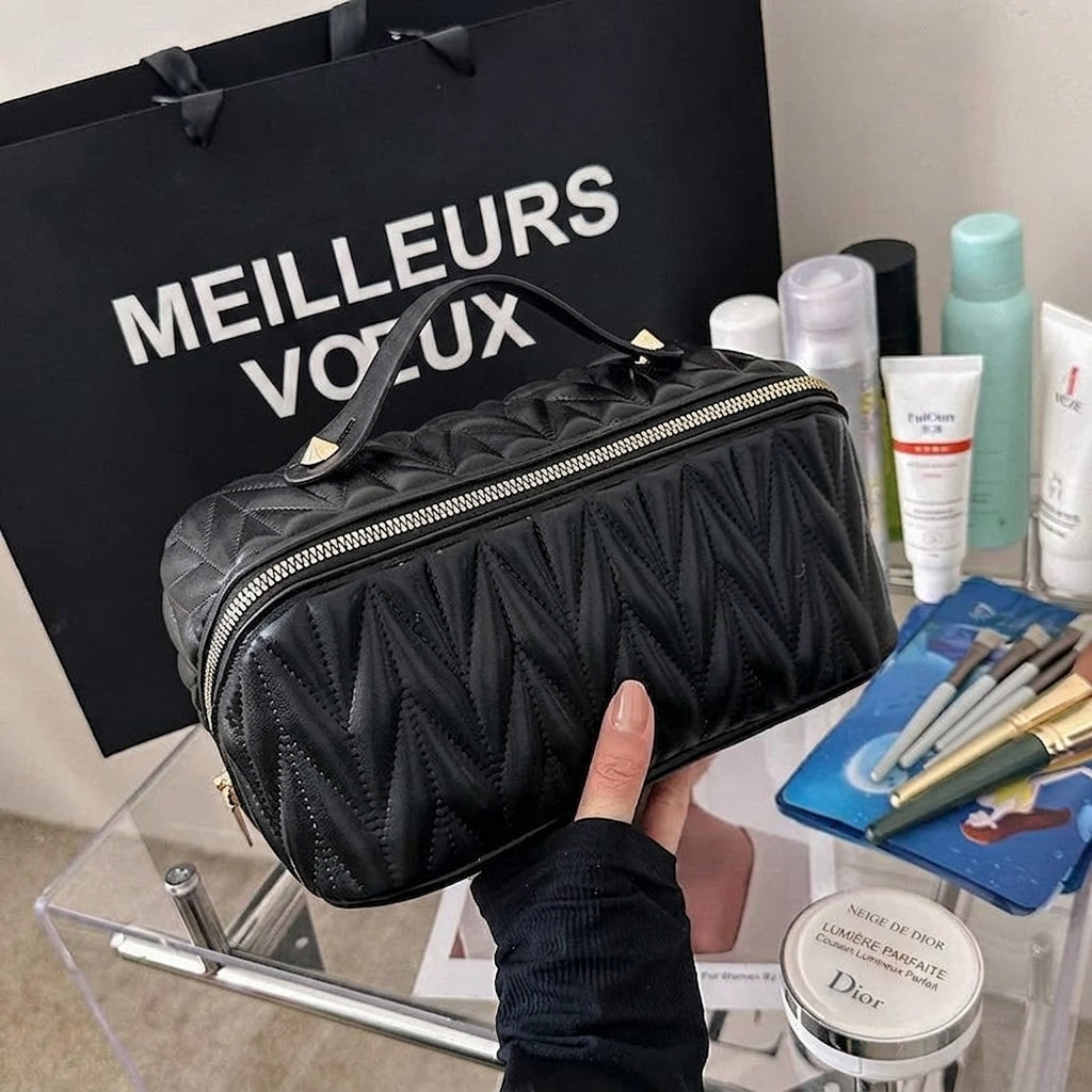 ARION - Trousse de Toilette Rayée Grande Capacité Élégante