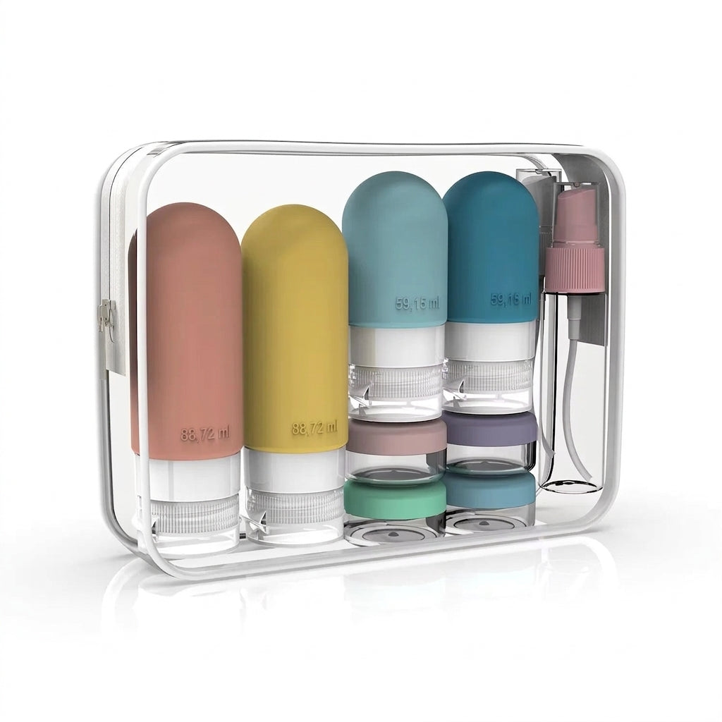 Zéphyr - Kit de 16 Flacons de Voyage Anti-Fuite en Silicone