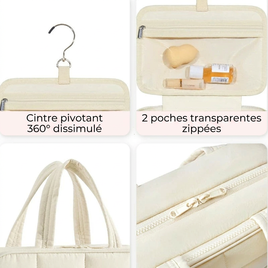 AITHRA - Trousse de Toilette Pliable Élégante à Carreaux