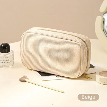 Trousse Maquillage Velours Côtelé – coloris Beige