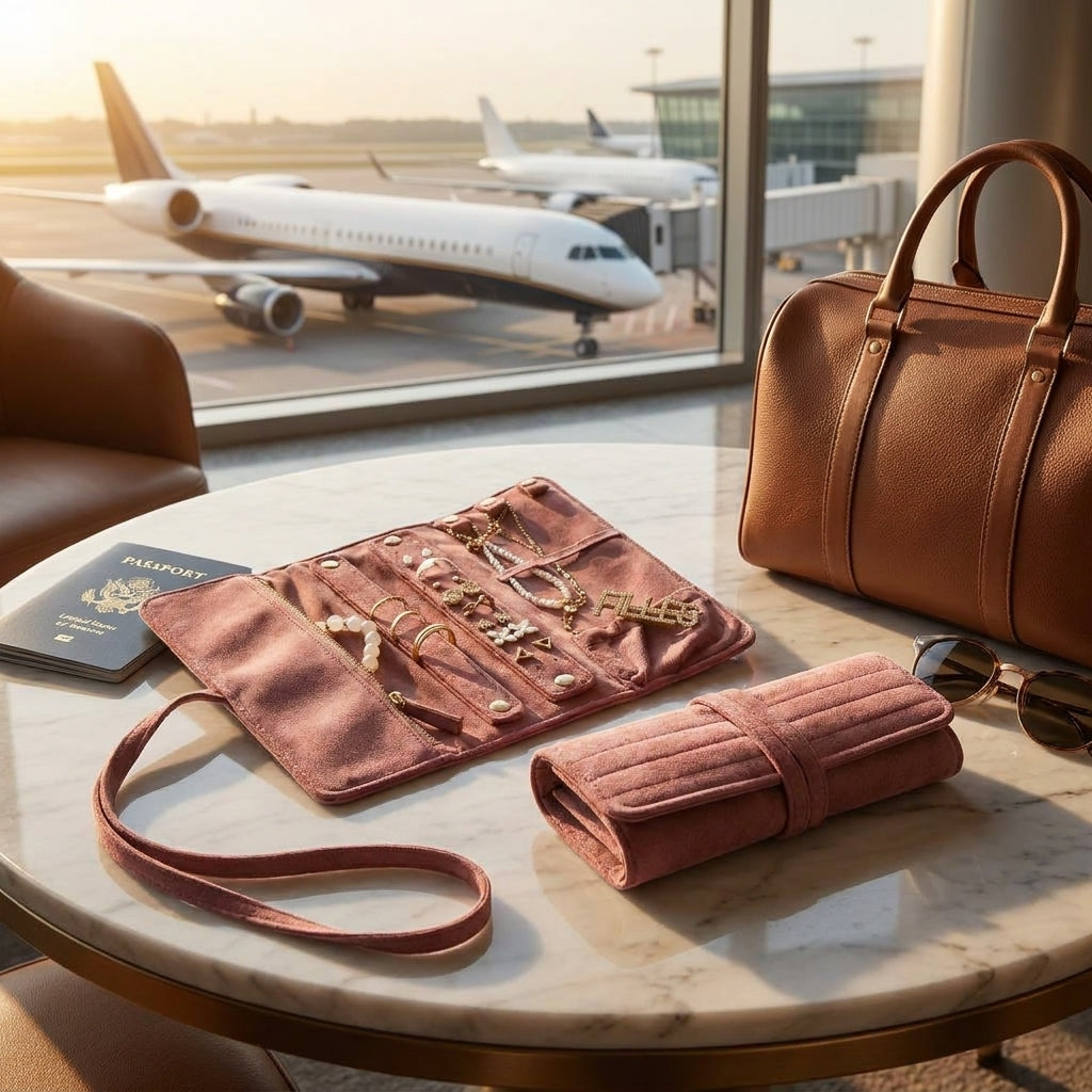 Alizé - Pochette à Bijoux de Voyage Pliable en Velours
