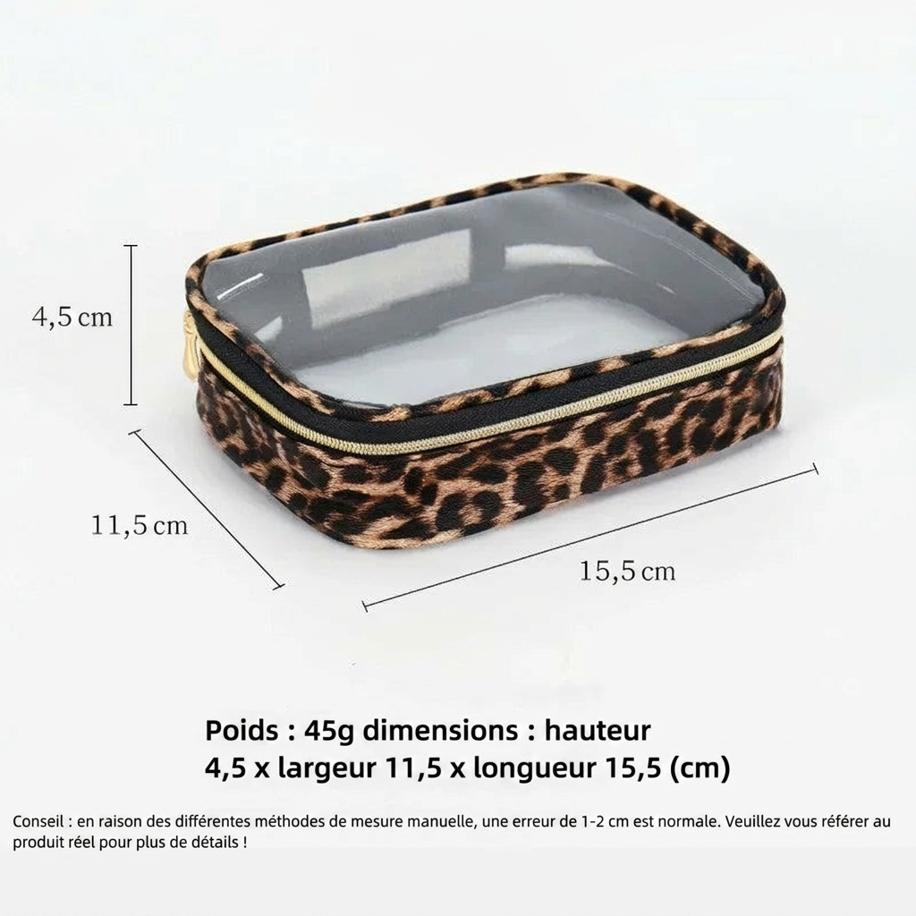 BELLEROPHON - Trousse de Toilette Transparente Léopard