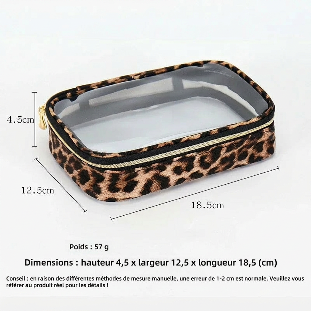 BELLEROPHON - Trousse de Toilette Transparente Léopard