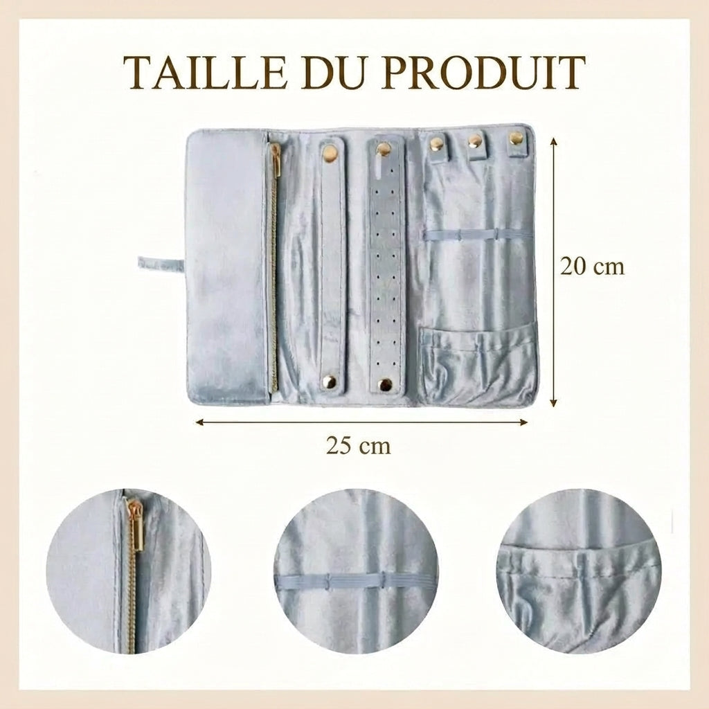 Alizé - Pochette à Bijoux de Voyage Pliable en Velours