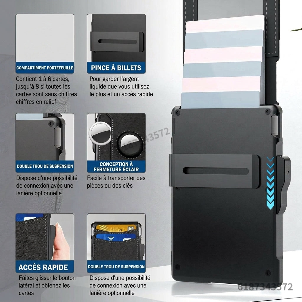 Zéphyr - Portefeuille Fin Pop-up Anti-RFID en Cuir PU