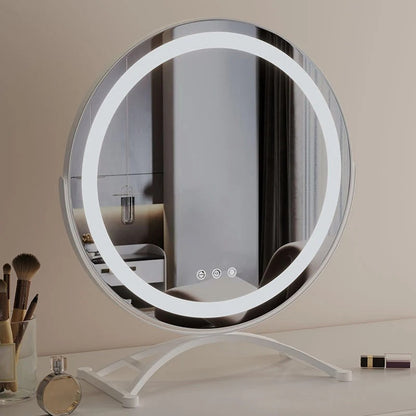 Makeup Mirror with Touch-Control LED Lighting – coloris White