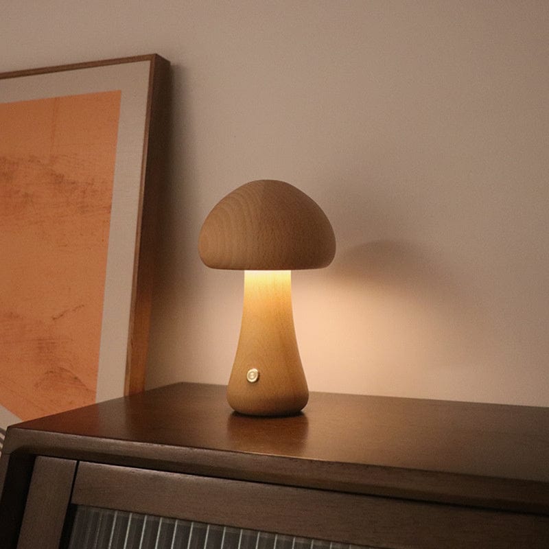 Lampe Fungus en Bois Naturel