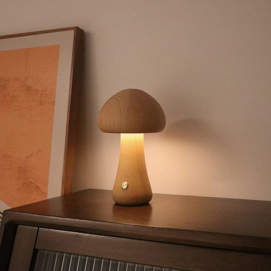 Lampe Fungus en Bois Naturel