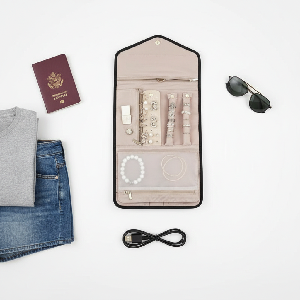 Pochette Bijoux Voyage Compacte & Élégante | Le Sac du Voyageur