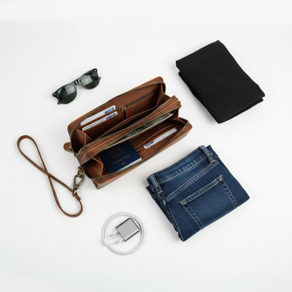 Portefeuille De Voyage Homme Cuir