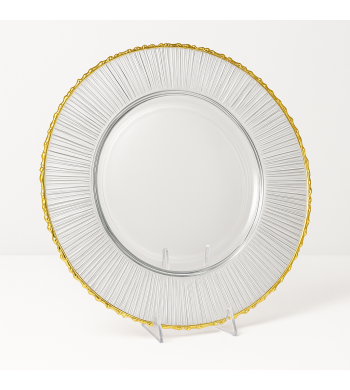 Set de 6 verres strié 15cl motif quadrillé liseré or