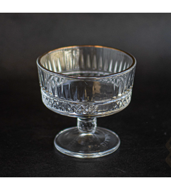 Set de 6 verres strié 15cl motif quadrillé liseré or