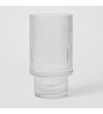Set de 6 verres strié 15cl motif quadrillé liseré or