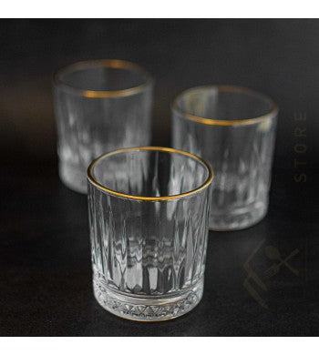 Lot de 6 verres à eau strié liseré or 200ml