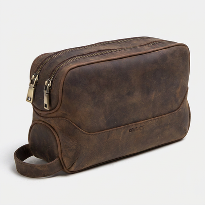 Trousse Toilette Cuir Homme Vintage – coloris Marron