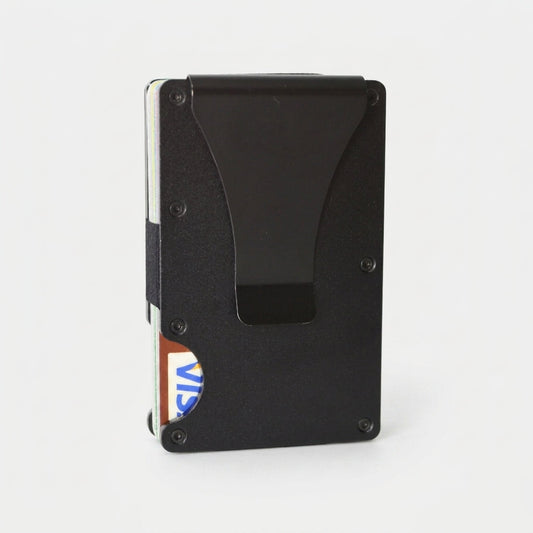 Zéphyr - Portefeuille Minimaliste Anti-RFID Aluminium Noir
