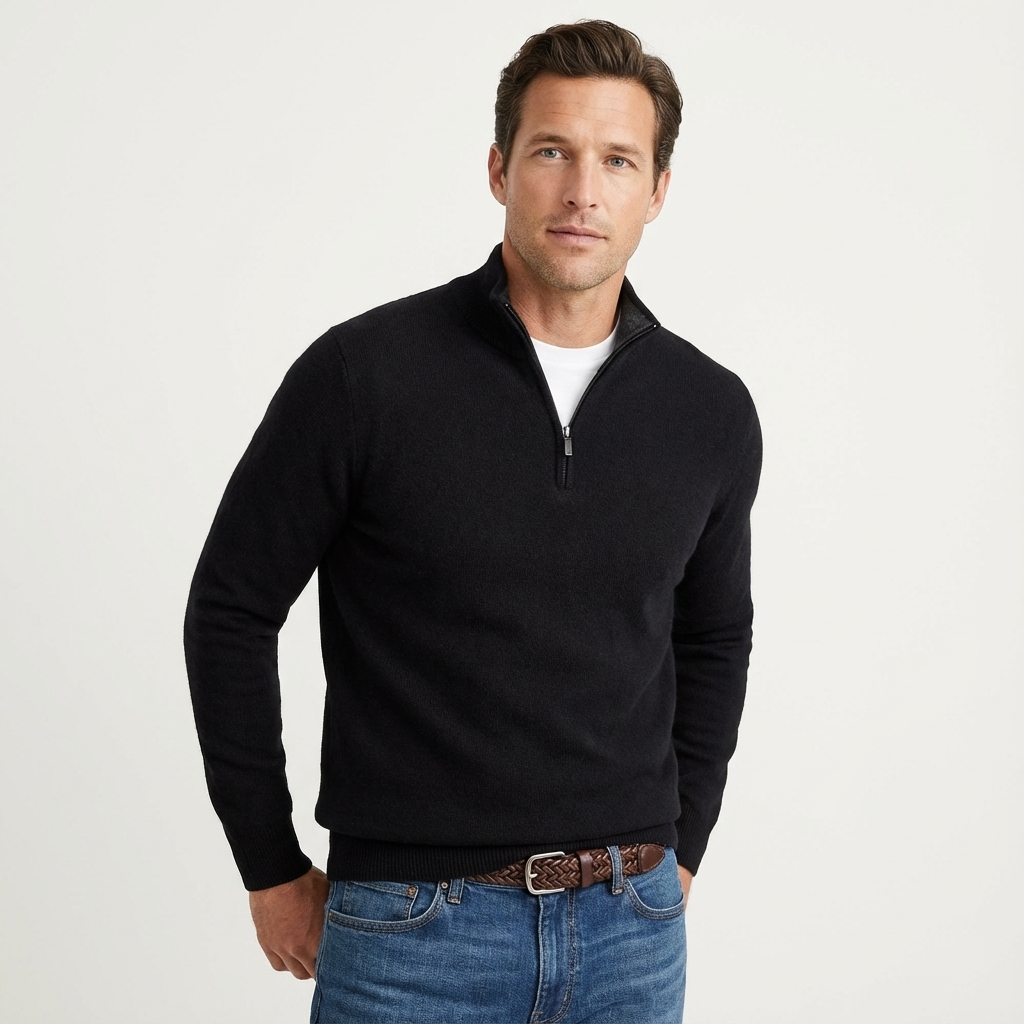 Pull Classique Polyvalent Homme, col zippé