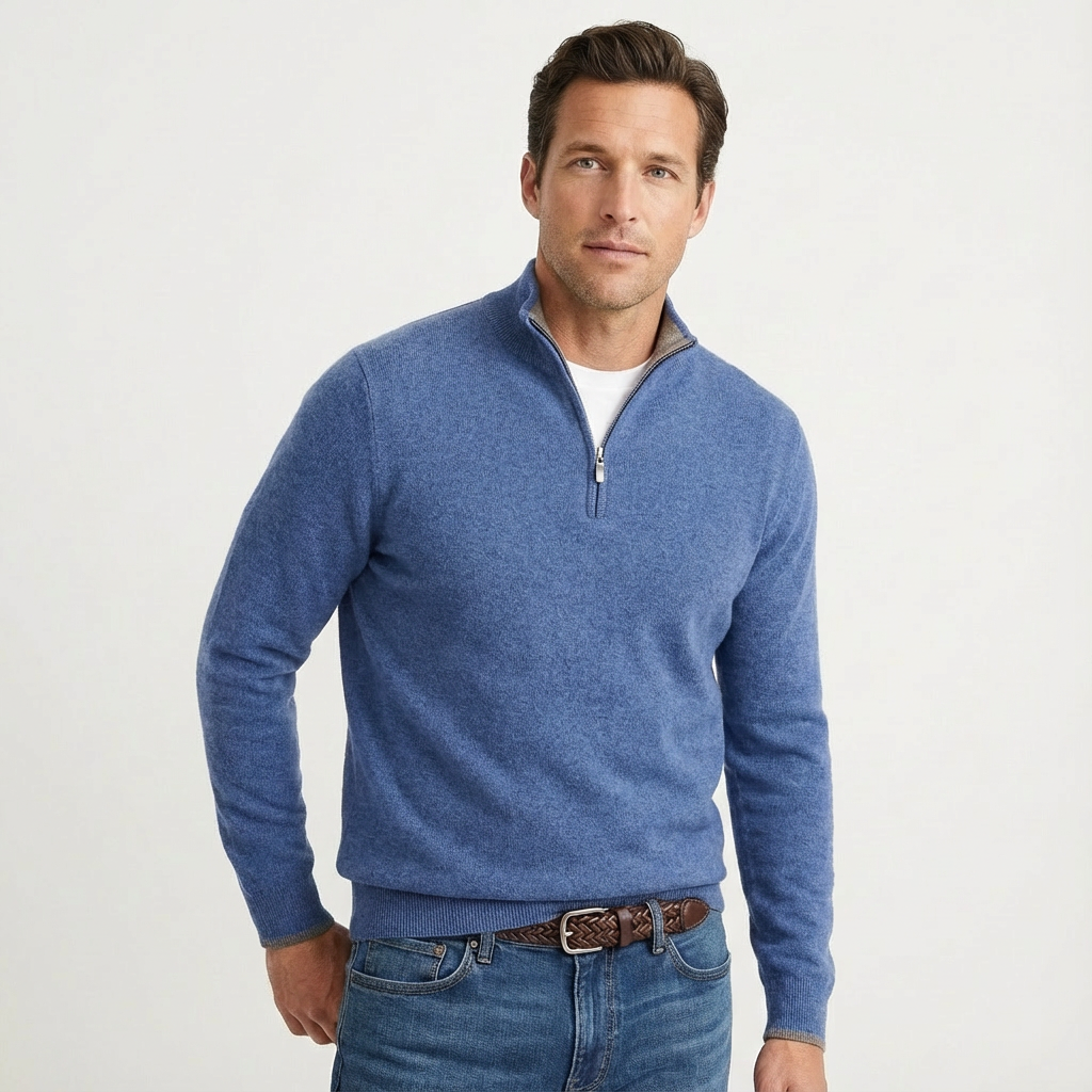 Pull Classique Polyvalent Homme, col zippé