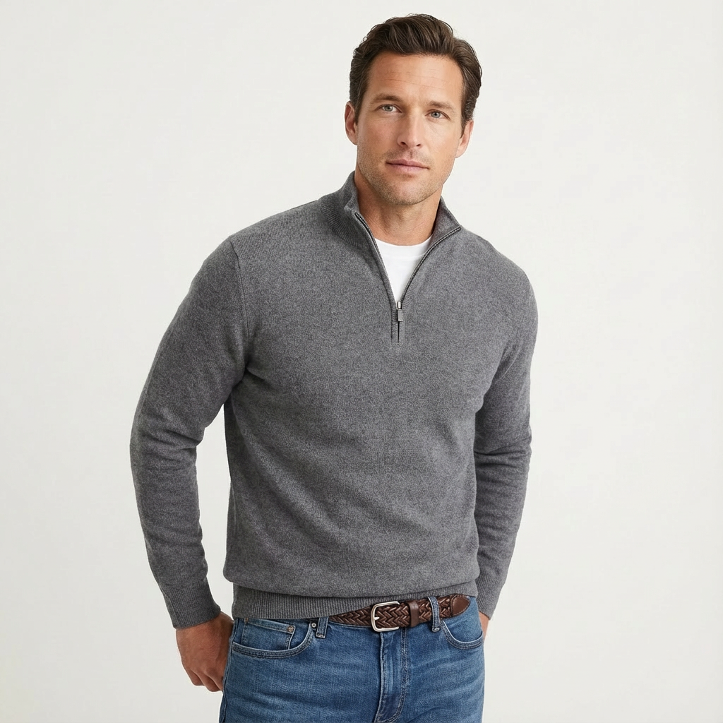 Pull Classique Polyvalent Homme, col zippé