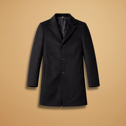 Men's Classic Tailored Overcoat with Élégant Button Closure