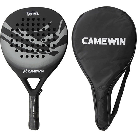 Men's Carbon Fibre Paddle Tennis Racket with Grip & Bag – coloris Grey